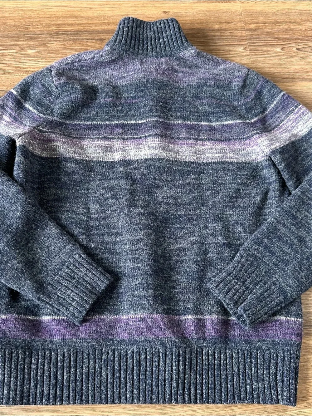Banana Republic Merino Wool 1/4 Zip Sweater Men Large Purple Fair Isle Preppy
